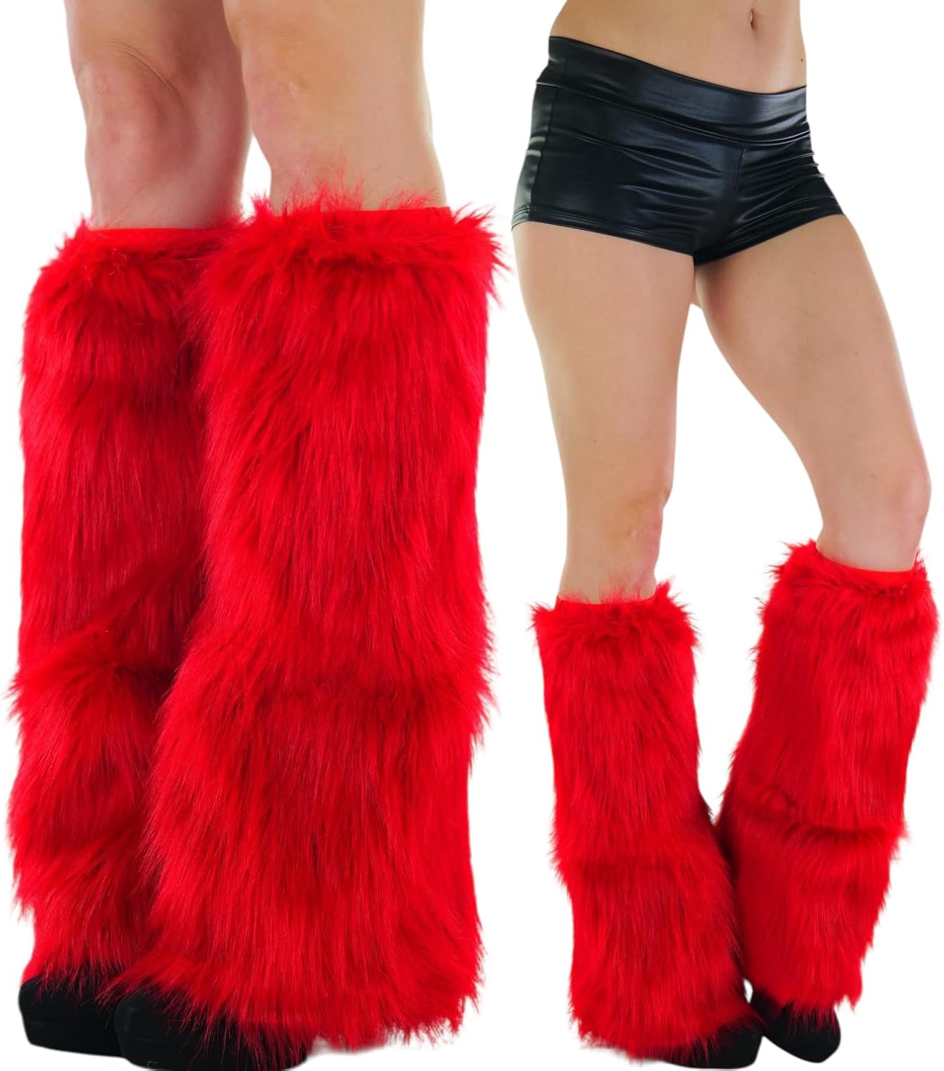 ToBeInStyle Women’s Faux Vibrant Fur Retro Daring 60' Inspired Ravewear Knee High Leg Warmers