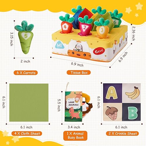 Miniatura 7 de Montessori Juguetes para bebés de 6 a 12 meses, juguete de aprendizaje sensorial infantil de 3 a 6, 7, 8, 9, 10 meses, regalos de 1 año, caja de