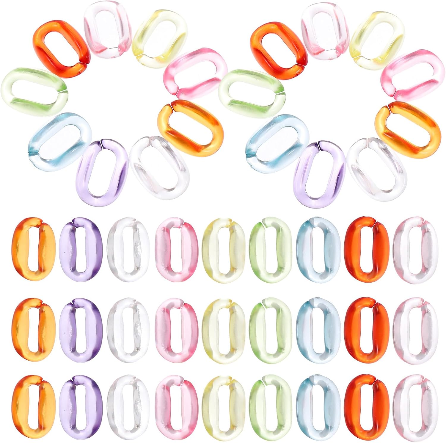 OSALADI 800Pcs Acrylic Linking Rings for DIY Jewelry Making Open Design Quick Link Connectors for Purse Strap Phone Lanyard Eyeglass Chain Smooth Surface Craft Buckles