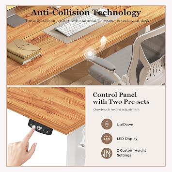 Klicelor Electric Standing Desk, 2 Memory Buttons for stand & sit, 100x60