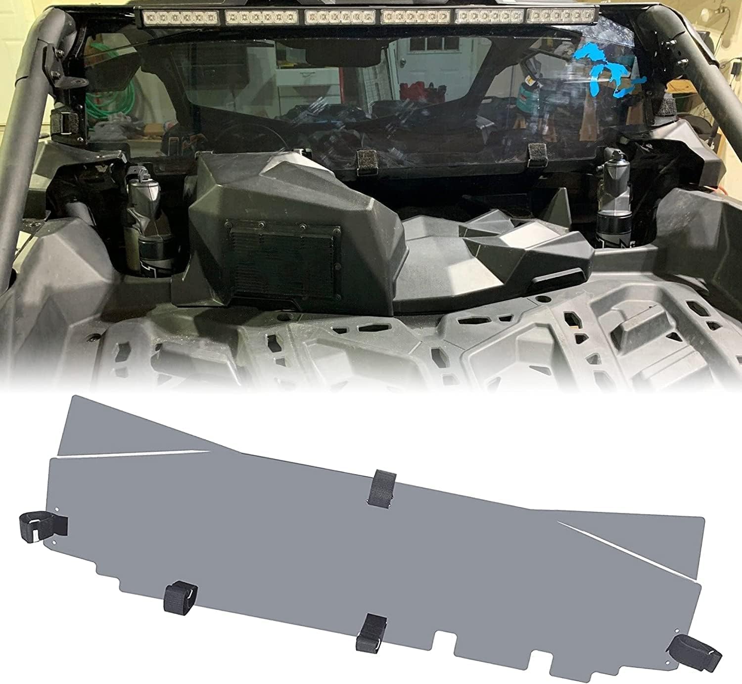 HECASA Front & Rear Windshield Compatible with 2017+ Can-Am Maverick X3 Turbo/X DS/X RC /X RS/MAX Clear 3-in-1 Flip Gas Spring Included Front Windscreen & Rear Tinted Window Panel -2 Packages