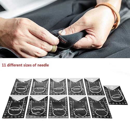 Miniatura 3 de Aguja de tejer circular, 11 piezas de acero inoxidable de 43/65/31.5 in de acero inoxidable de varios tamaños, kit de tejido de aguja de tejer