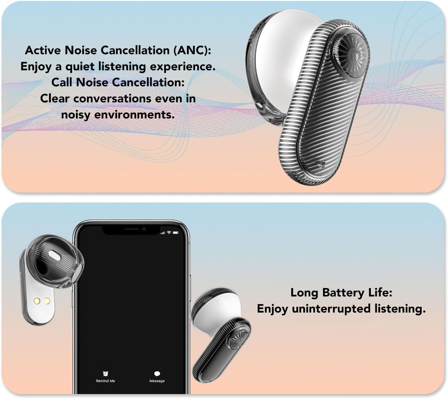 Wireless Earbuds, Bluetooth 5.4 in Ear Ear Bud with ENC Noise Cancelling Mic, Camera Shutter Remote, Earphones with HiFi Stereo Deep Bass, Headphones for Sports Work