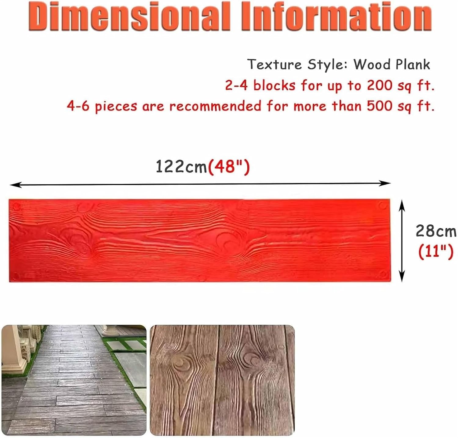 Concrete Stamps,Concrete Texturing Skin Concrete Stamps Wood Grain Concrete Forms Molds, Rectangle Texturing Floppy Mat for Landscaping Stone