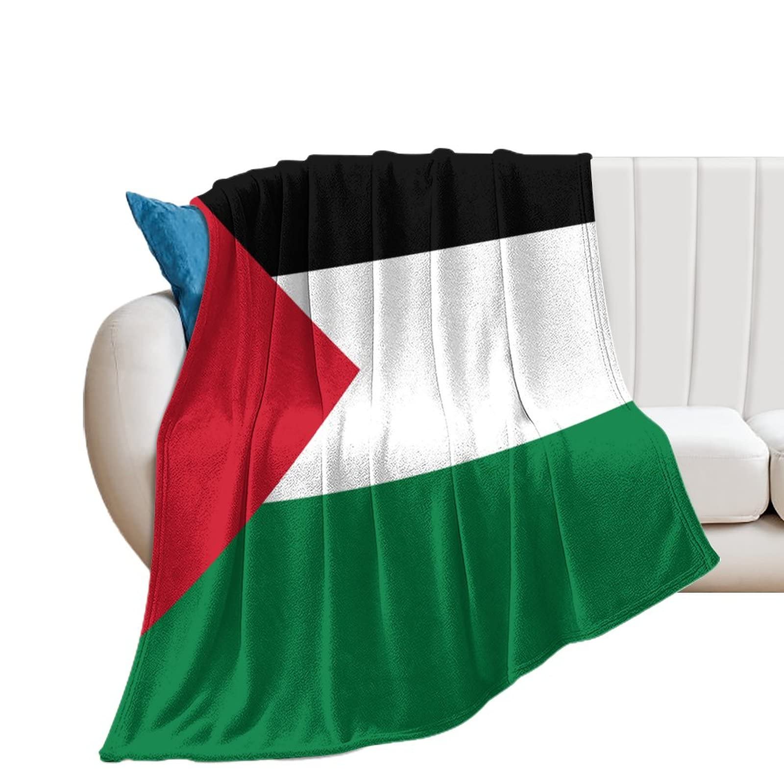 Jeté de lit flanelle drapeau palestinien plaid chaud 153x203 cm crèche maison