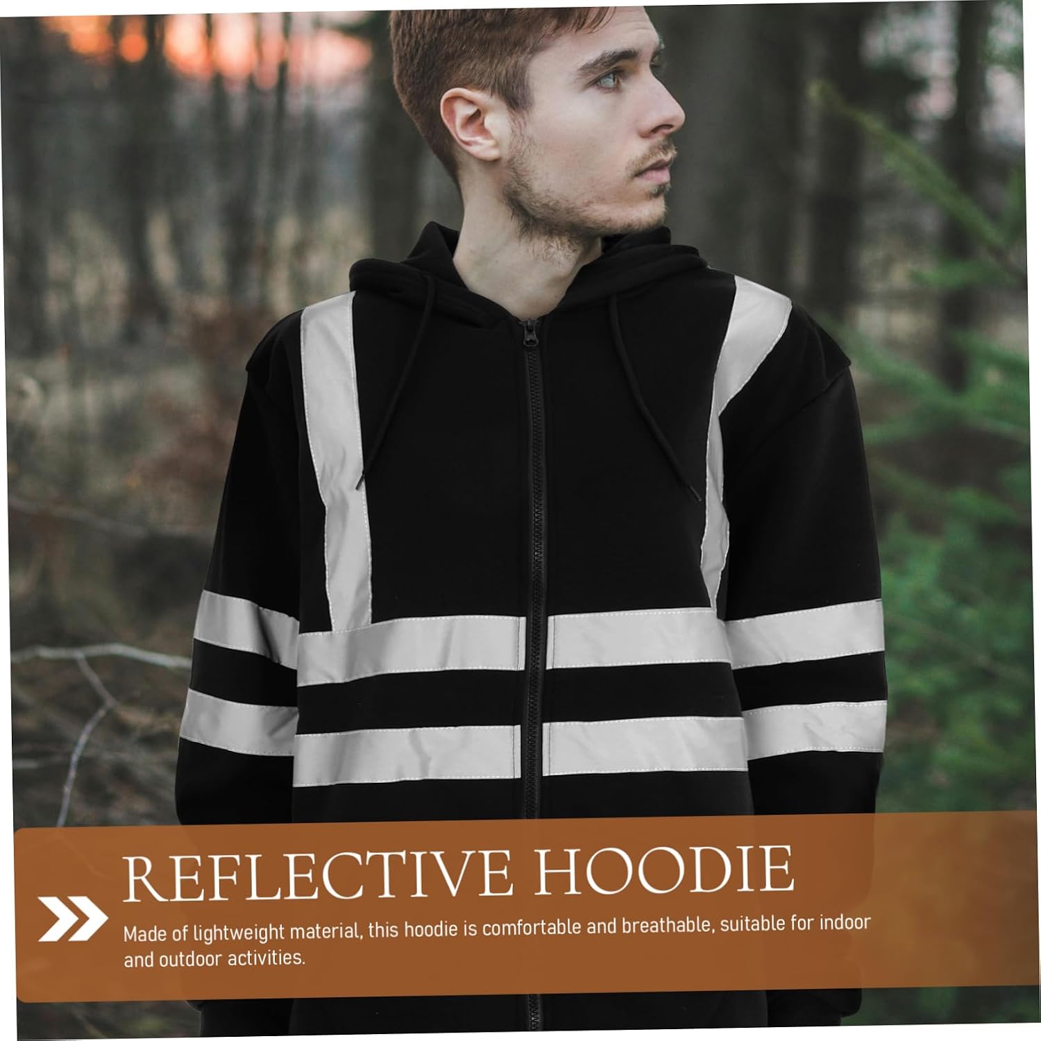 Didiseaon Reflective Safety Hoodie for Men High Visibility Fluorescent Pullover for Outdoor Work Lightweight