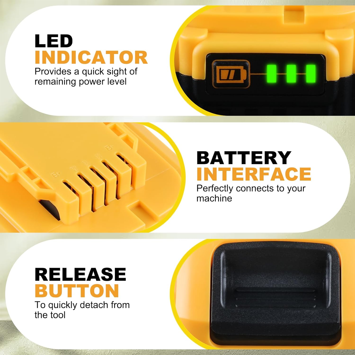 8Pack DCB200 6000mAh Replacement for Dewalt 20V Battery Compatible with Dewalt Battery Lithium-ion DCB200 DCB204 DCB203 DCB207 DCB208 Compatible with 20V Cordless Power Tools