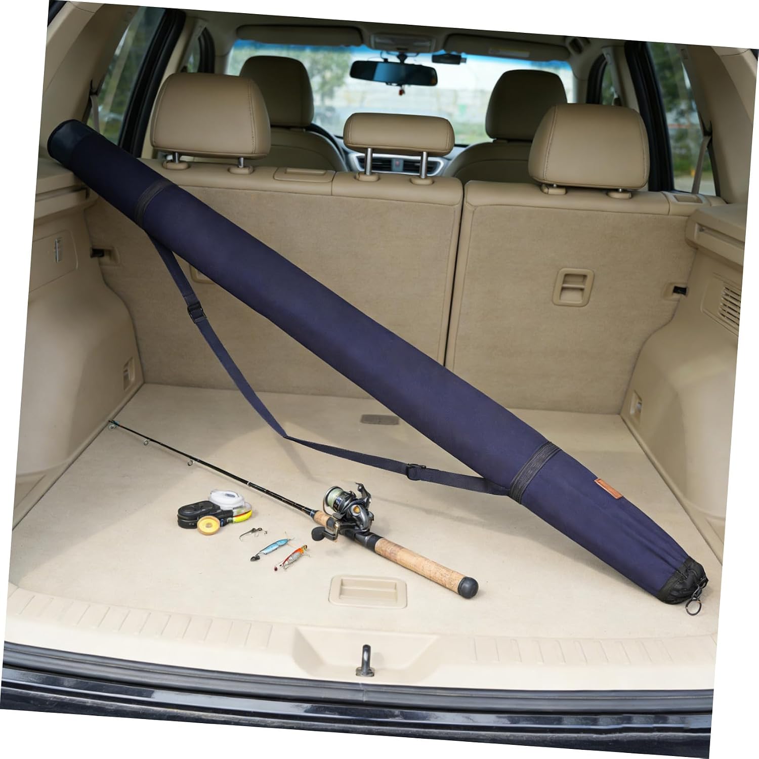 Lurrose Canvas Fishing Rod Carrier Bag for Travel and Outdoor Anglers | Waterproof, Moistureproof Build, Reinforced Stitching, Comfortable Handle, Suitable for Hiking and Camping Trips