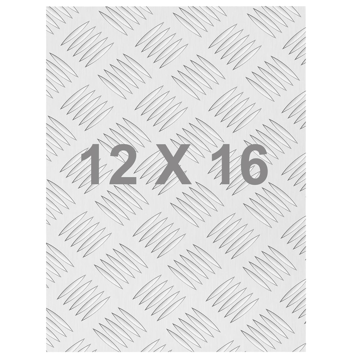 Pure Aluminum Diamond Tread Sheet Metal Plate 12 x 16 x 0.075Inch (1.9MM) Bright Mill Finish 14GA Thickness Aluminum Diamond Tread Plate for Truck, Work Bench, Garage