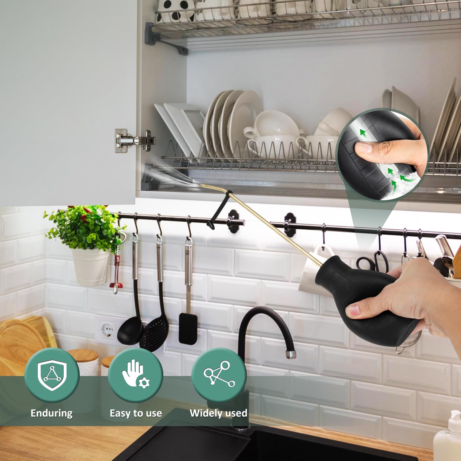 Garden Powder Duster, Easy to Use Powder Dispenser, Multipurpose Powder Applicator Dispenser, Stable Handheld Bulb Duster Folding Bulb Duster Sprayer, Diatomaceous Duster for Agricultural Supplies