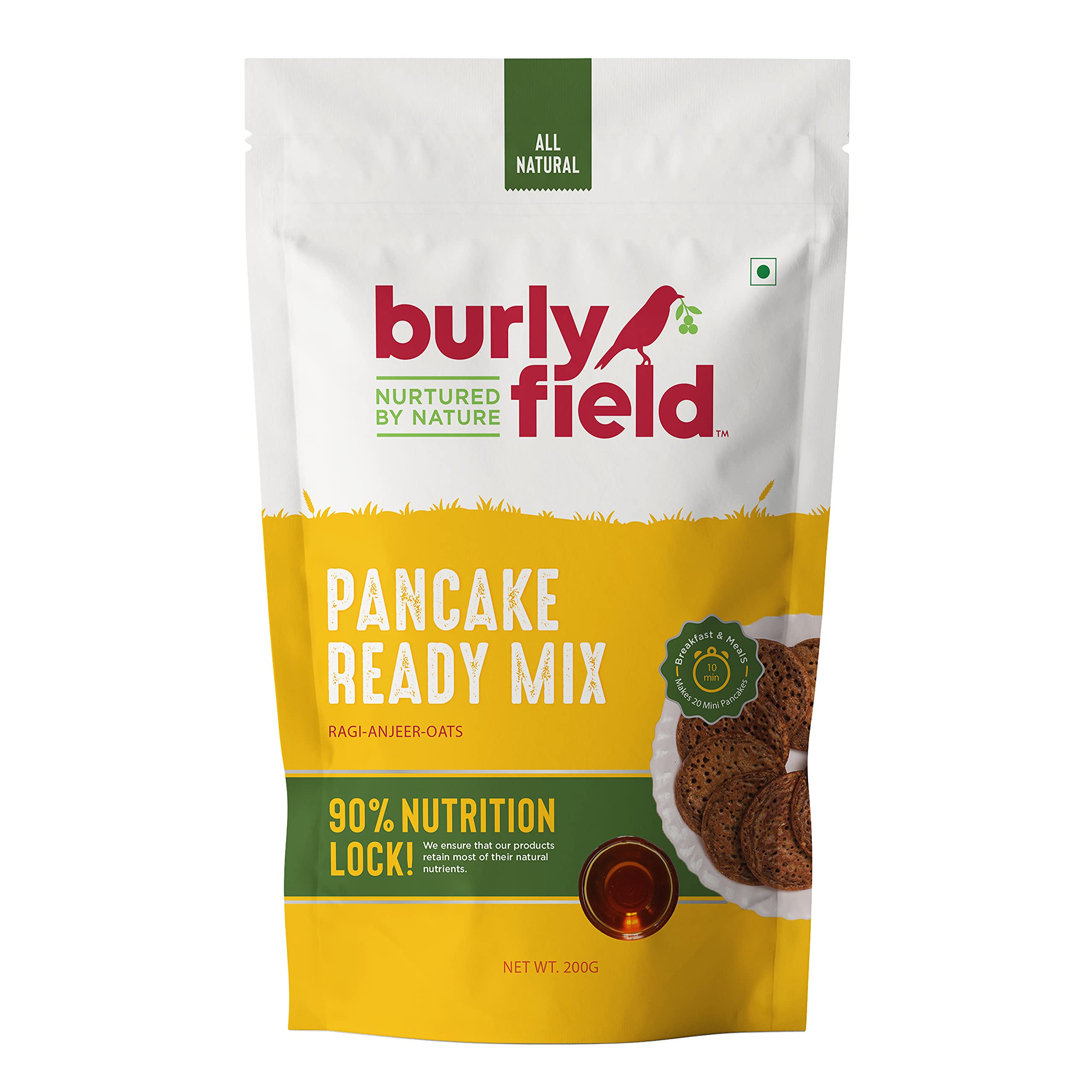 BURLYFIELD Protein-Rich Pancake Mix | Instant Healthy Breakfast for Kids & Adults | Monsoon Special Ready-to-Cook Snack | High Protein Pancake Mix | 200g x 2 Packs