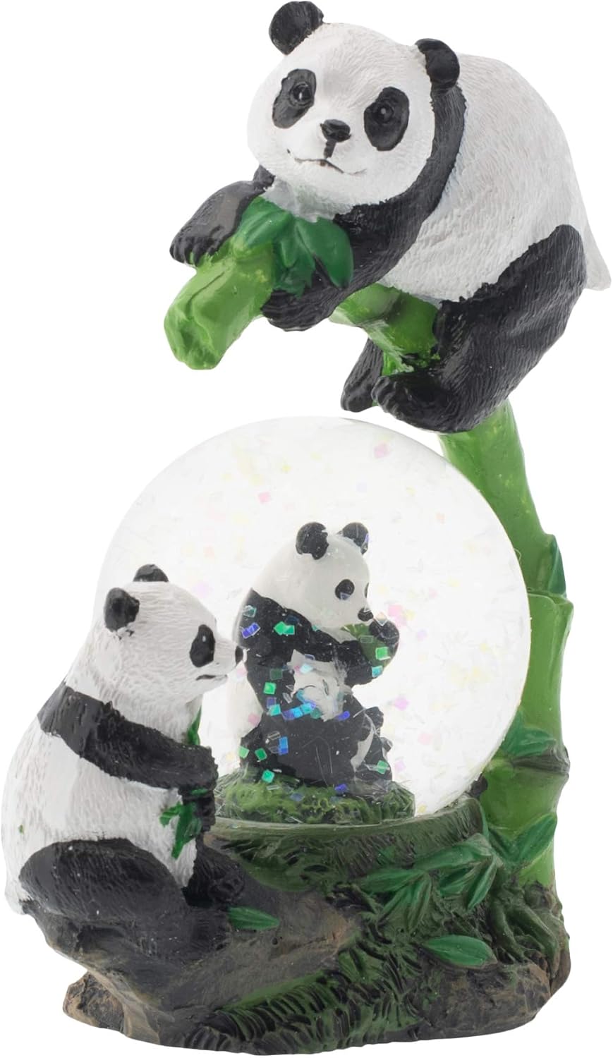 Elanze Designs Panda Bear Family China Magical Whimsical Tabletop Dresser Nightstand Figurine Miniature 45MM Sturdy Polyresin Glitter Water Snow Globe Decoration