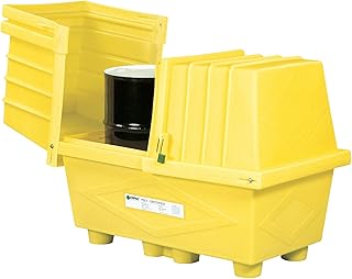 Poly Safetypack Drum Storage System with Drain, Yellow, 130 Gallon Spill Capacity, 1200 lbs Load Capacity