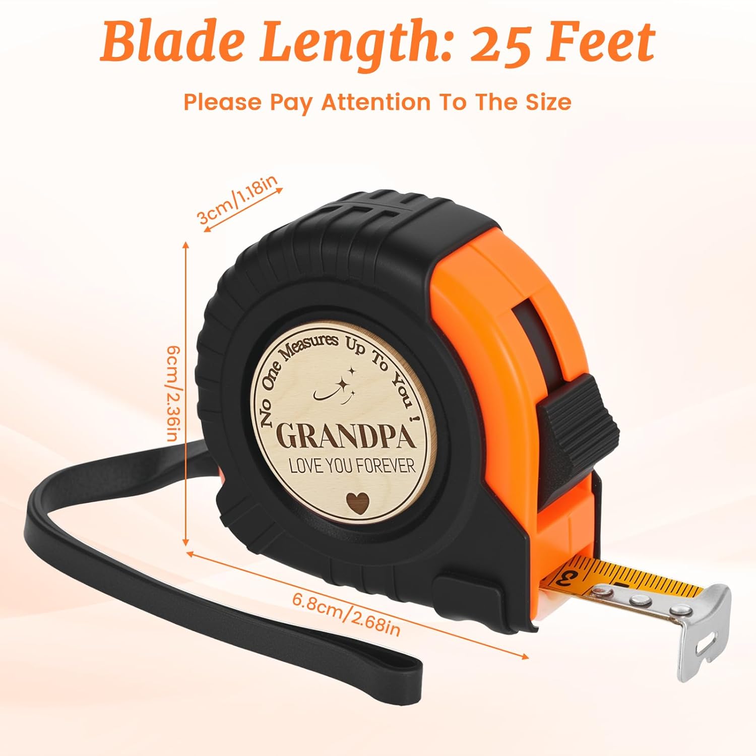 Tape Measure 25 FT Grandpa Gifts, Practical Fathers Day Present from Grandkids, Unique Father Day Ideas Granddaughter Grandson, Grandfather Birthday Surprise, Useful Tool for Woodworker or Carpenter