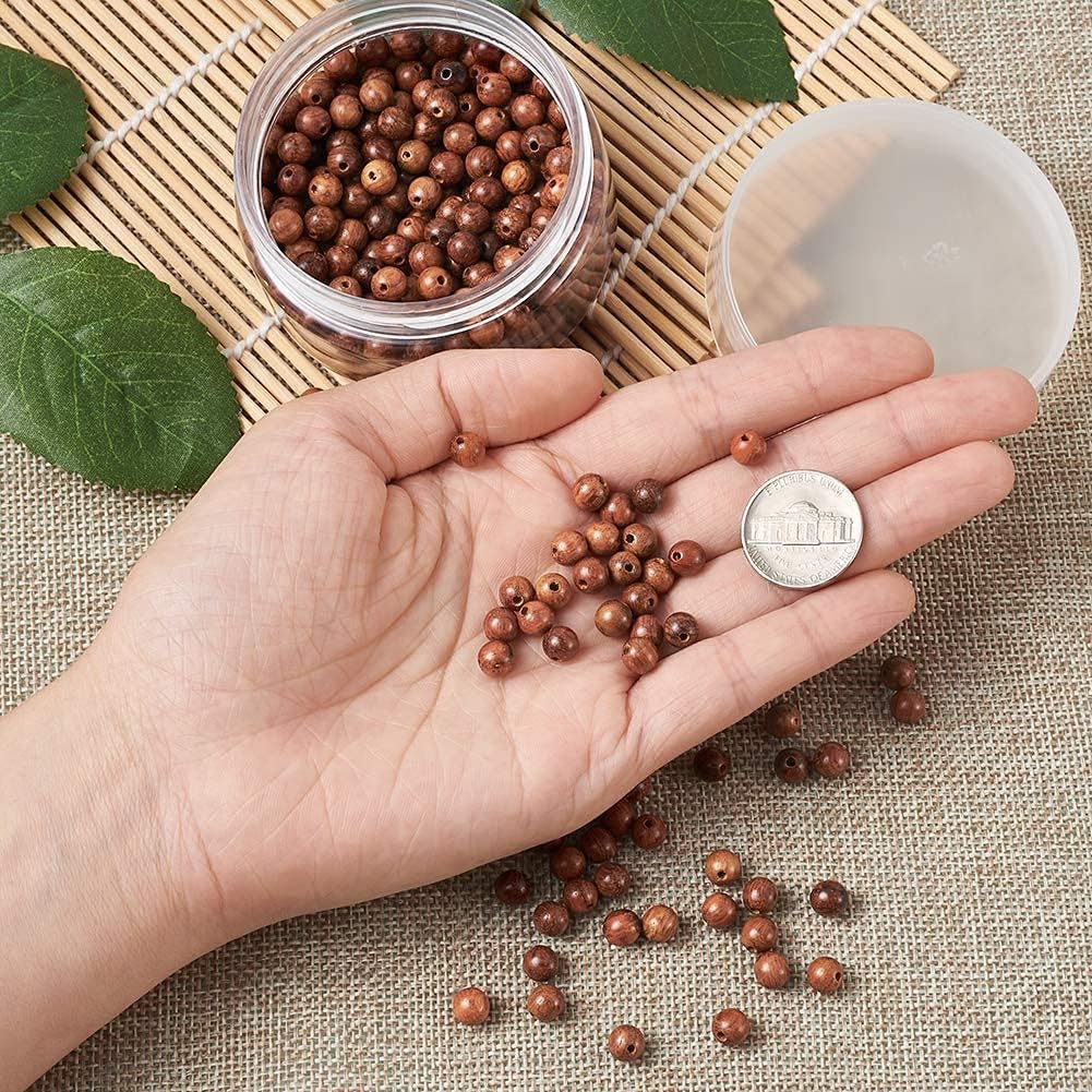 Pandahall 400pcs/box 6mm Natural Round Wood Beads Gorgeous Rosewood Waxed Wooden Beads Loose Spacer with Hole for Mala Buddha Rosary Jewelry Bracelet Necklace Making Supplies Hole: 1.4mm - Image 7