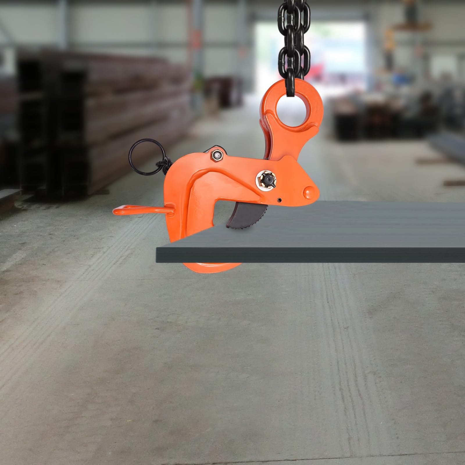 Morsetto per sollevamento lamiera, 2 pezzi, 0 – 3 cm, piastra verticale in acciaio, morsetto di sollevamento in lamiera, per cantieri, magazzini, terminali portuali