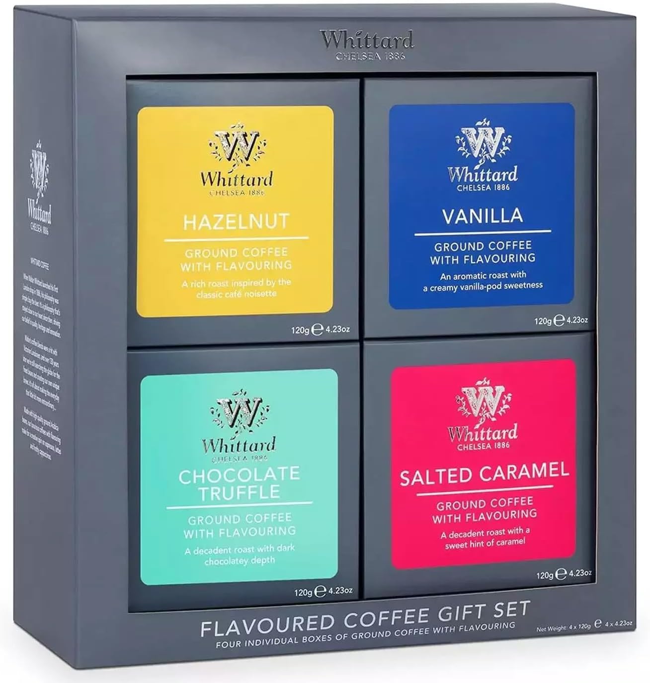 Whittard of Chelsea 100% Arabica Coffee Gift Set (4 x 120g) – Assorted Premium Coffee Flavours, Perfect for Gifting, Tasting & Coffee Enthusiasts