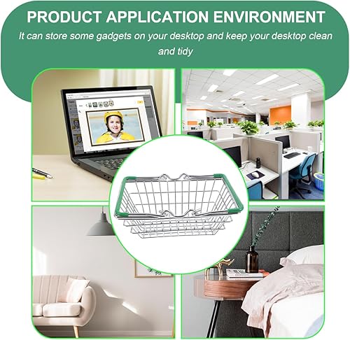 Miniatura 6 de CHILDWEET Mini cesta de frutas cesta de hierro redondo verde decoración cesta para niños almacenamiento