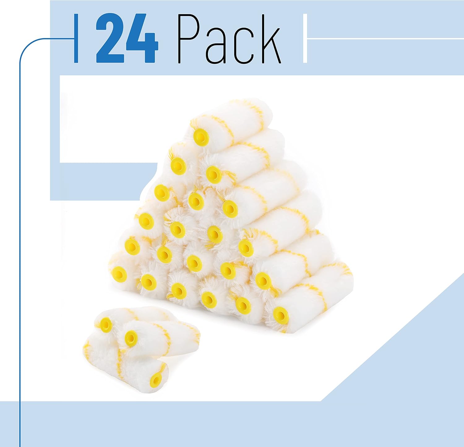 Bates- Paint Roller Covers, 24 Pieces, 4 Inch Paint Roller 9mm Nap, Microfiber Paint Rollers for Painting Walls, Cabinets, Trim, Use with All Paints and Stains