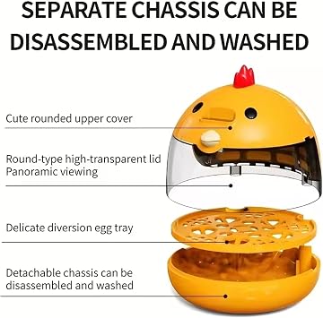 Egg Incubator for Hatching Chicks, Low Noise Automatic Temperature Control Hen Shaped Chicken Egg Incubator with Clear Window for Small Poultry Ducks Quails Incubators for Hatching Eggs