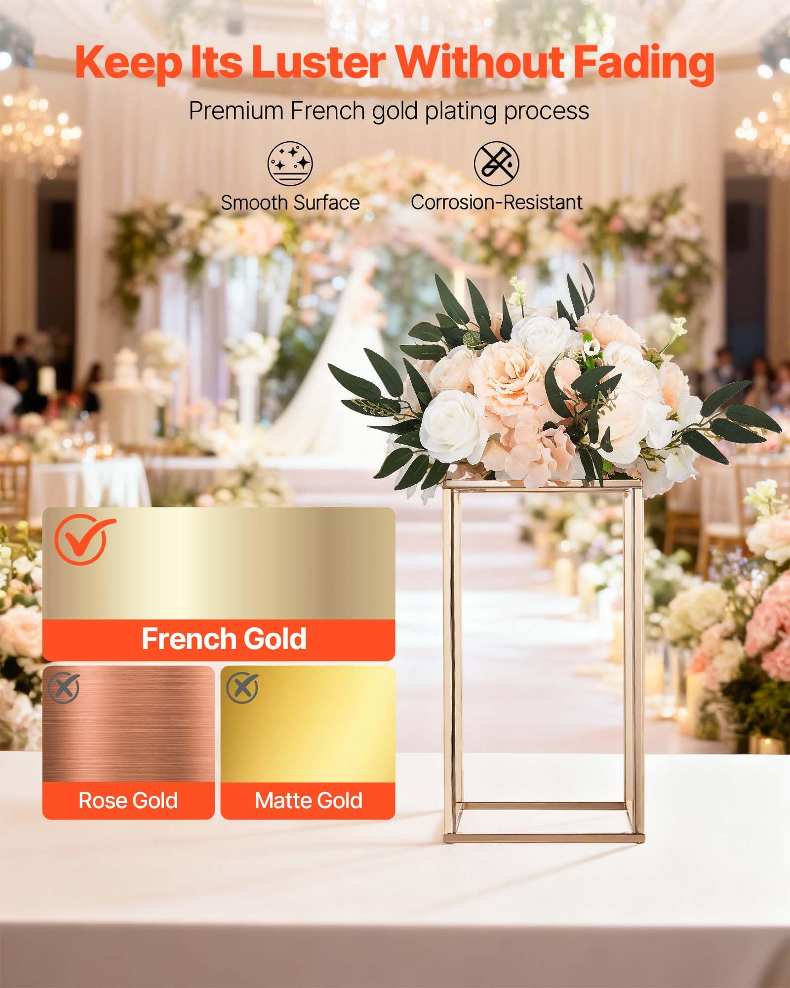 VEVOR Support Fleur Mariage Colonne Lot de 10 Support Fleur Centre de Table Mariage 40 cm Présentoir Floral Rectangulaire pour Fêtes, Anniversaires, Déco Intérieure, avec Panneau Transparent Acrylique