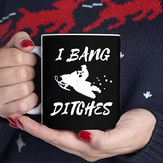 Snowmobile, I Bang Ditches, Winter Sports, Motor Sled BlackMug, Tea Mug, Tea Cup, Coffee Cup