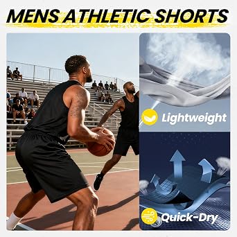 BALENNZ Mens Athletic Shorts with Pockets Quick Dry Workout Shorts Men