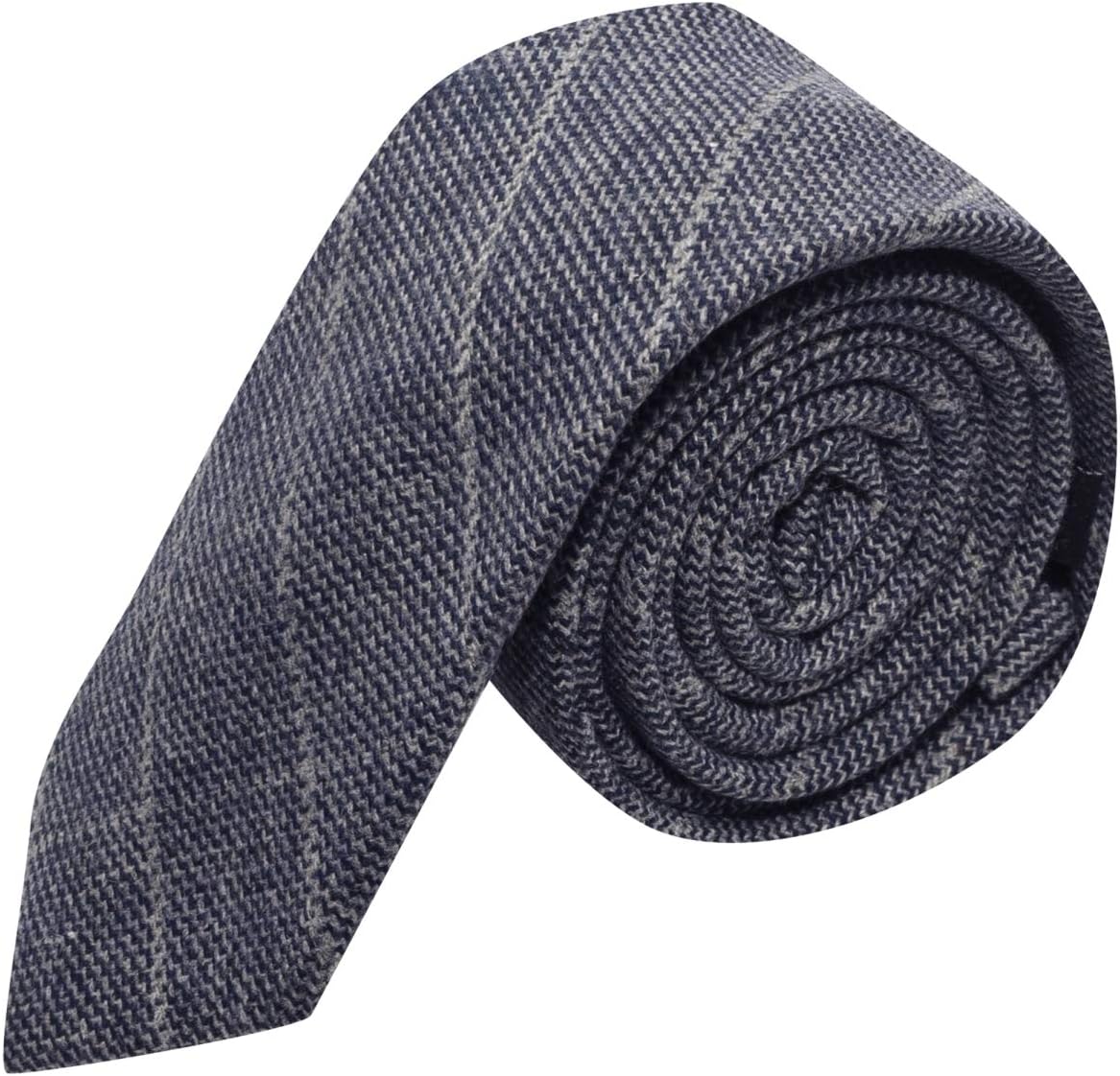 King & Priory Stone Blue Birdseye Weave Check Necktie