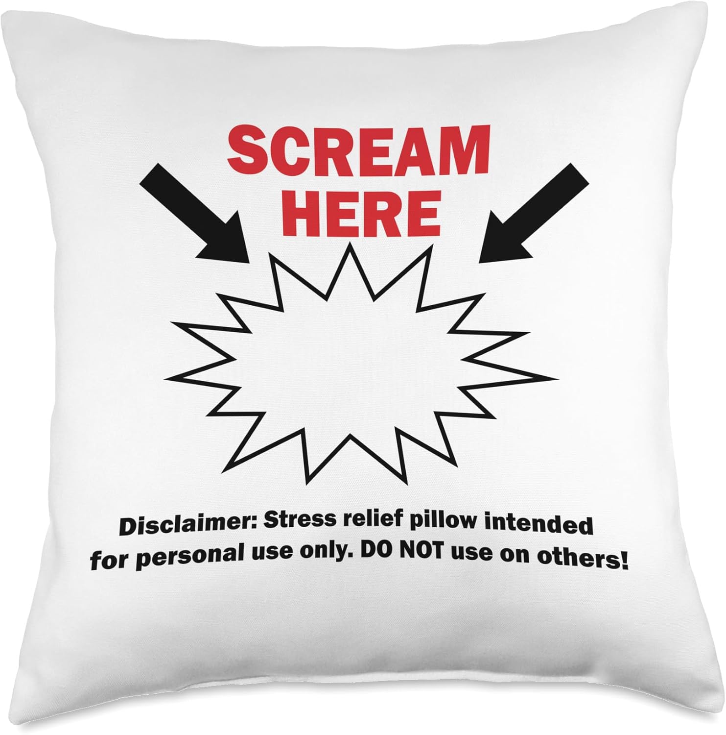 Scream Here Gag Gift Throw/Couch Pillow Funny Decorative Throw Pillow