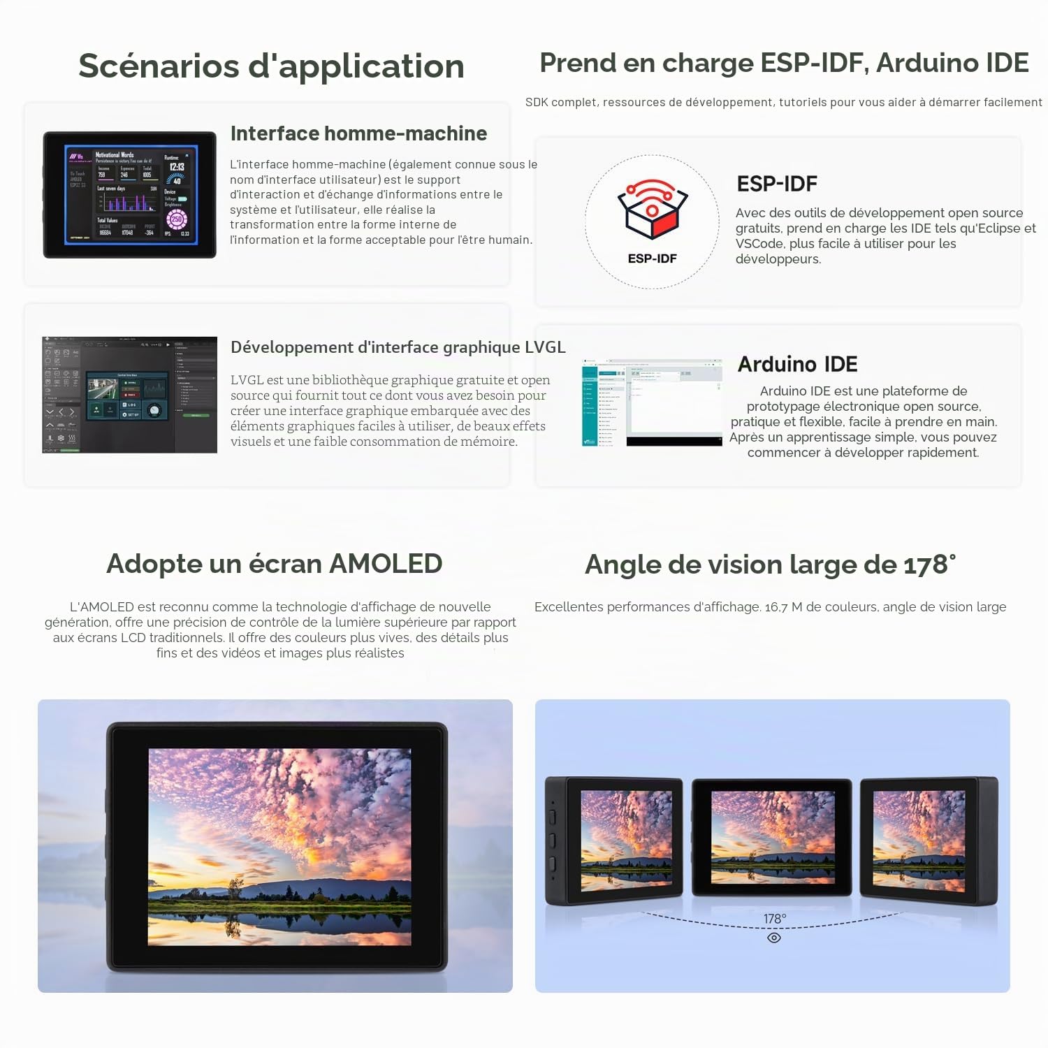 Waveshare ESP32-S3 2.41inch AMOLED Touch Display Development Board, 600x450, 32-Bit LX7 Dual-Core Processor, Onboard Accelerometer and Gyroscope Sensor, ESP32 with Display with Case