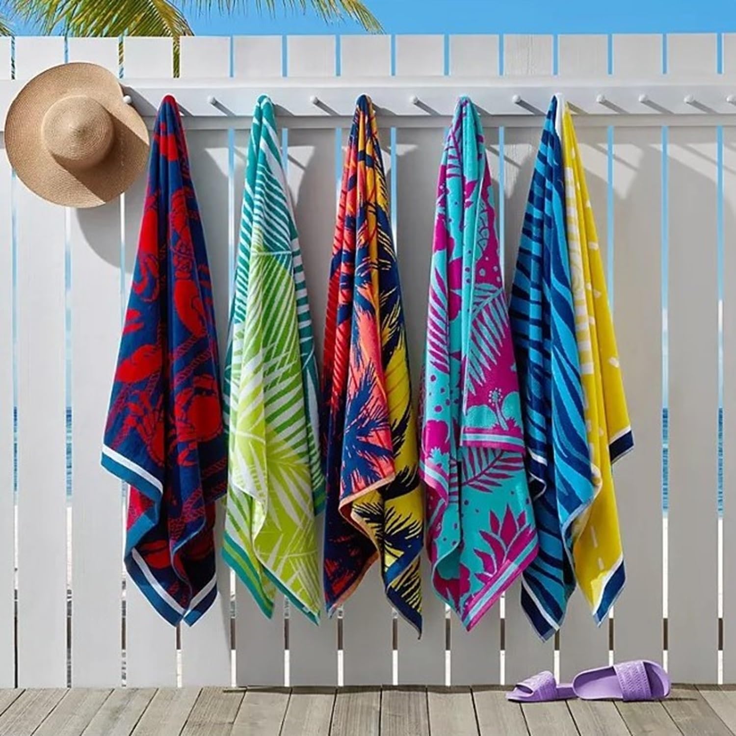 Member's Mark 100% Cotton Oversized Adult Beach Towel 40" x 72" (Tropical Palm)