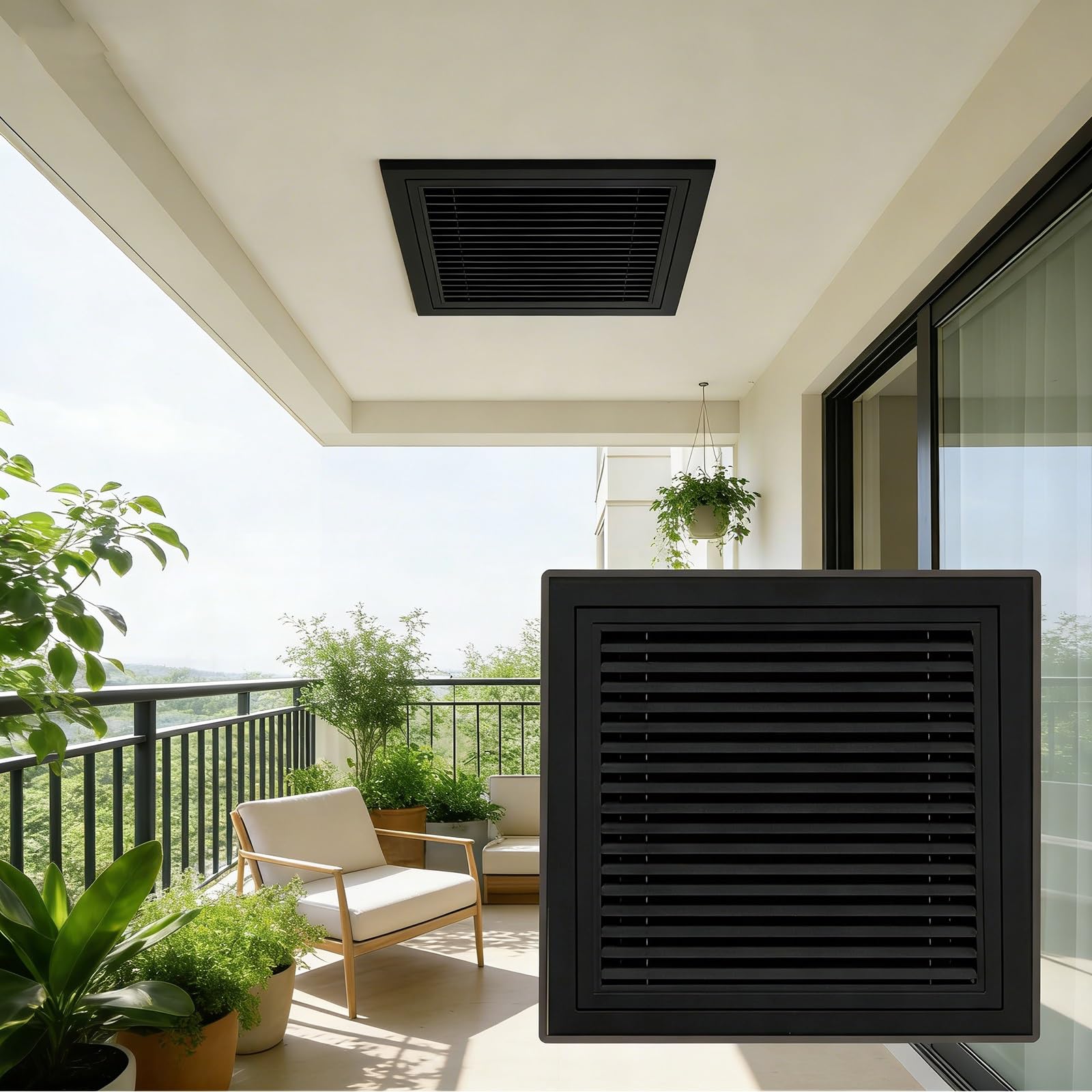 Griglia di Ritorno Aria condizionata Verticale Nera - Copertura per Bocchetta di Ventilazione HVAC a lamelle da 18x24 Pollici per pareti e soffitti, sportello Rimovibile, Facile installazion