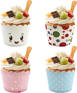 200 pieces cupcake cups, candy bar, ice cream cup cardboard, cupcake paper cups, candy bar mugs, suitable for birthday celebrations, cupcake mould paper for hot and cold food