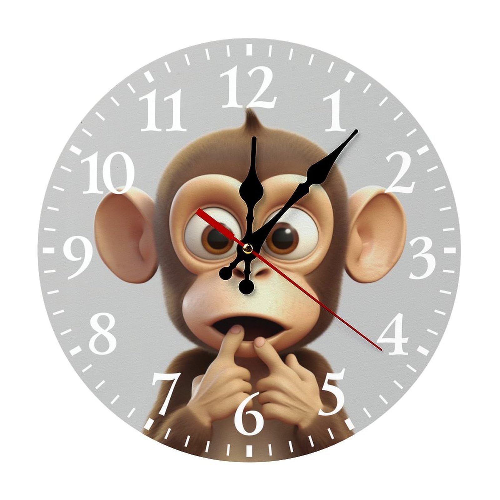 NTVOWPZO 10 Inch Wall Clock The Silent Monkey Battery Operated Wall Clocks Silent Non-Ticking Round Wall Clock for Living Room Kitchen Home Office Wall Decorative Clock