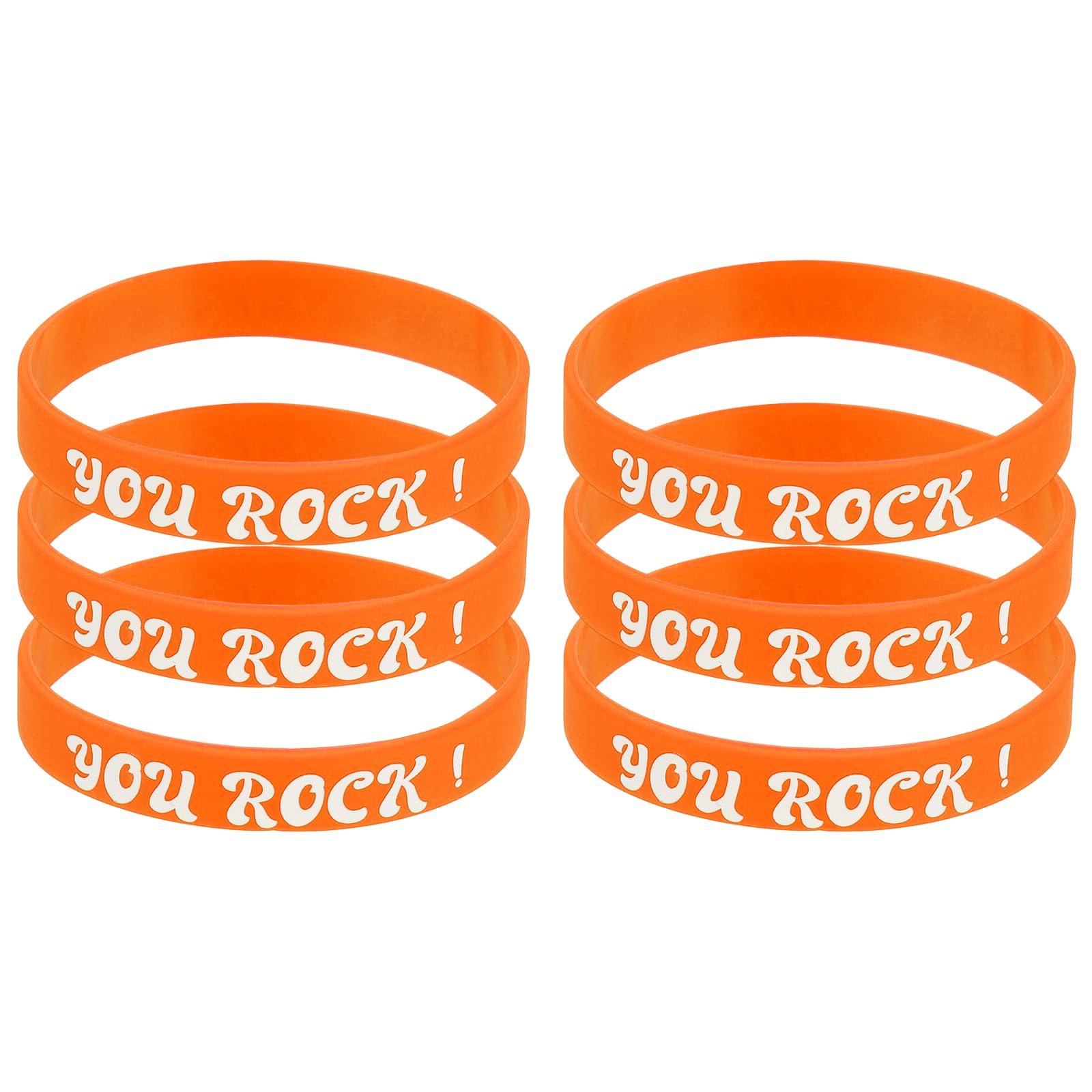 PATIKIL 6Pcs You Rock Motivational Wristbands, Personalized Bands with Text Silicone Wristbands Custom Rubber Bracelets for for Fitness Workouts Exercise Basketball, Orange Red