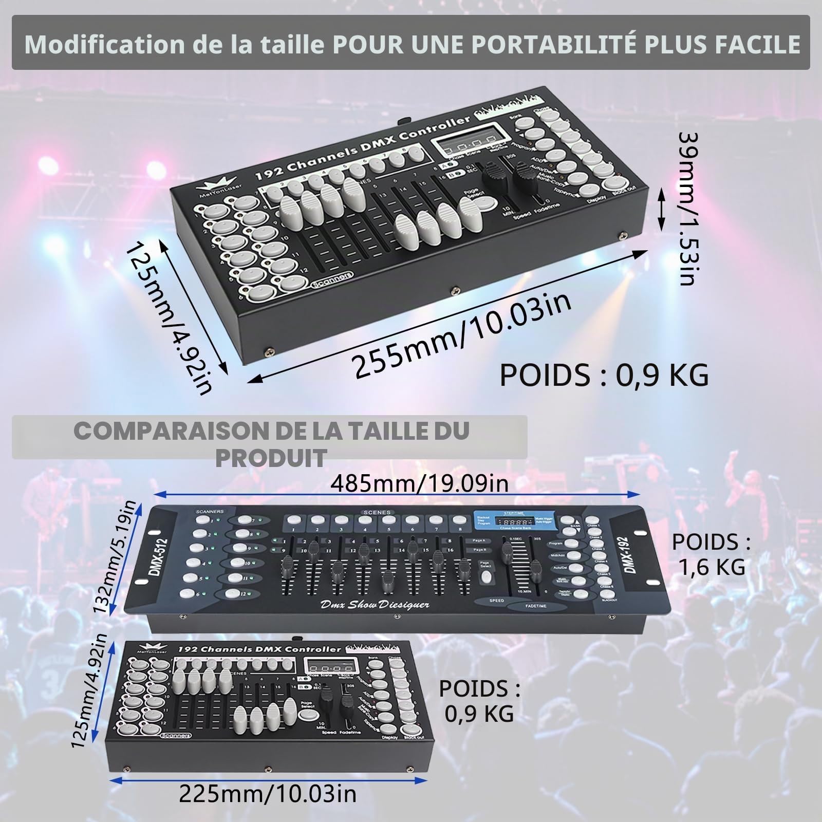 Contrôleur DMX DMX-Console, Console DMX512 192 canaux, Panneau de commande pour l'édition du programme pour l'éclairage de scène (noir)