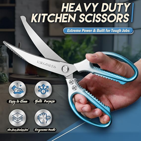 Dragon Riot Kitchen Scissors 2-Piece Blue Poultry Scissors
