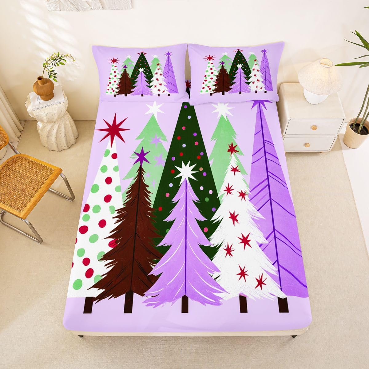 Erosebridal Cartoon Xmas Fitted Sheet Full Size