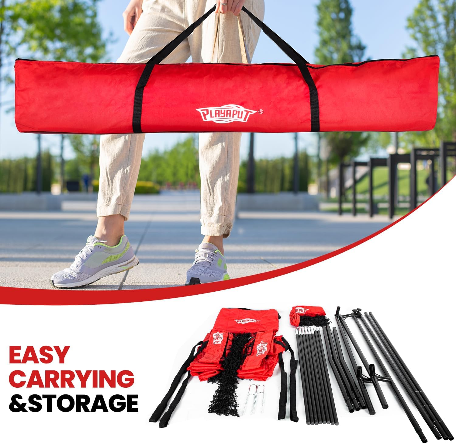 Volleyball Training Equipment,Height Adjustable Volley Ball Practice Net Station for Serving, Spiking, Hitting Practice,Easy Setup Volleyball Net for Backyard Indoor Outdoor with Carryingbag - Image 7