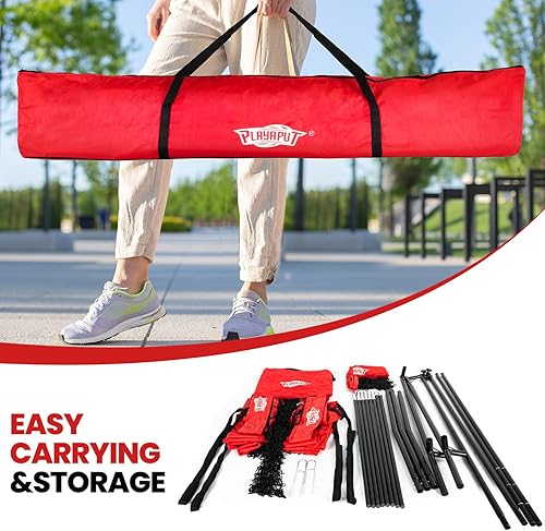 Miniatura 7 de Equipo de entrenamiento de voleibol, estación de red de práctica de pelota de voleibol ajustable en altura para servir, pinchar, práctica de golpe,