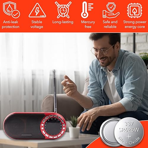 Vista 4 de LOOPACELL 377/376 / SR626W / SR626SW / Baterías de reloj de óxido de plata (paquete de 5) – Batería de celda de moneda de larga duración de 1.55 V