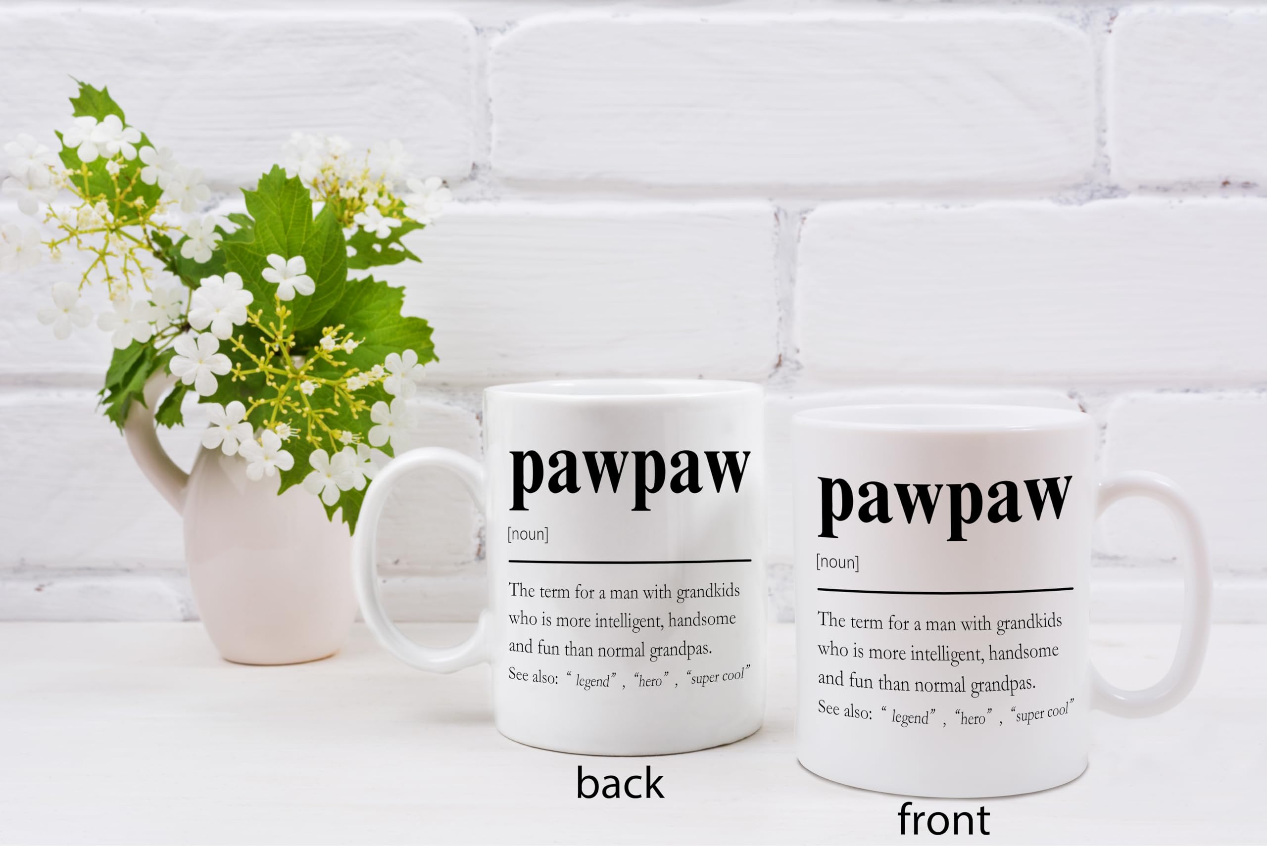 QASHWEY Pawpaw Mug, GrandpaPawpaw Gifts from Grandkids Coffee Mug, Grandpa Paw Paw Gifts Mugs, Fathers Day Christmas Mugs Tea Cup Gift for PawpawGrandpa, Pawpaw Definition Coffee Cups Ceramic 11oz