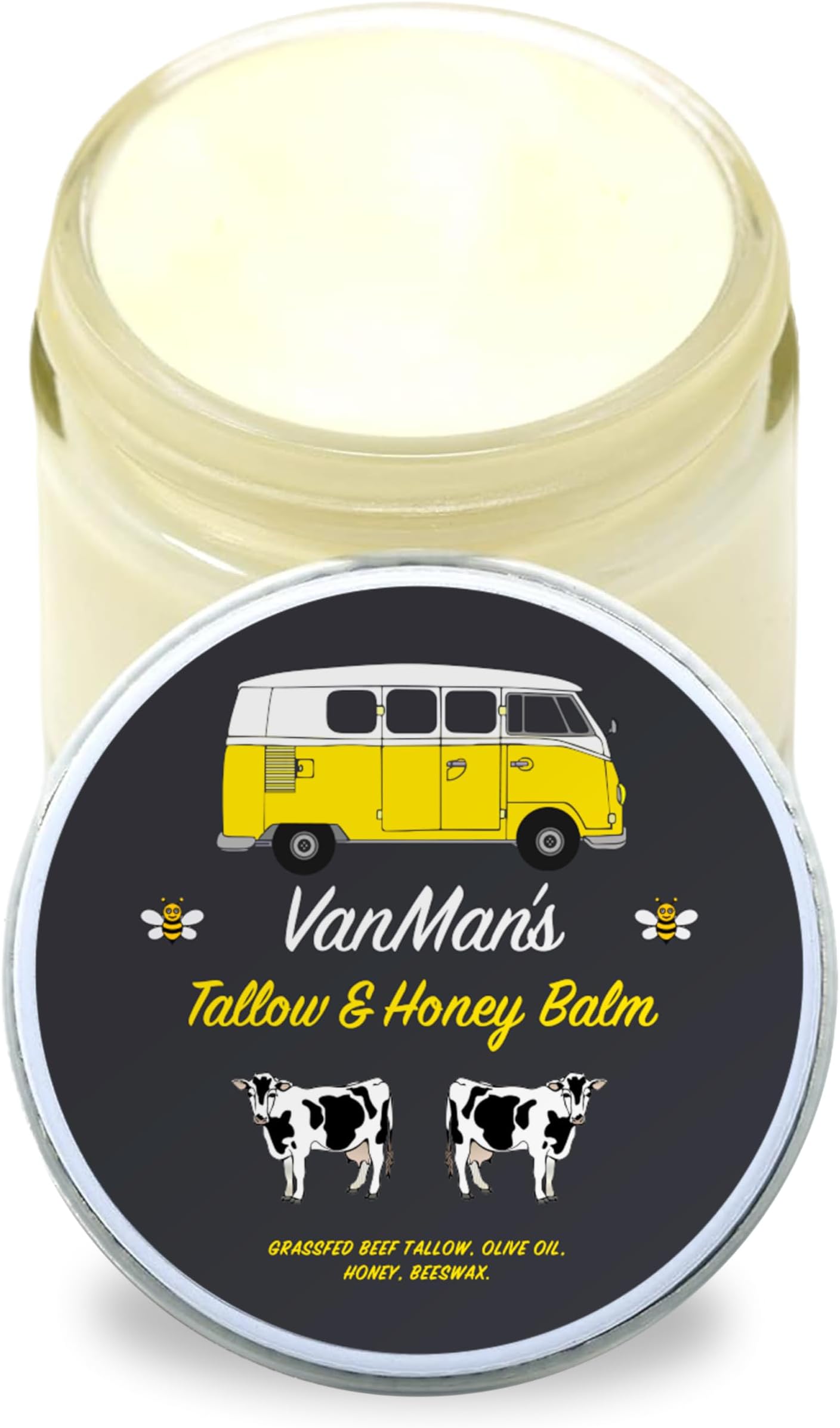 – Vanman's NO ADDED SCENT Tallow and Balm - Grass Fed Beef Tallow Honey Balm W/ Vitamins A, K, D, E - Moisturizer Creates Soft, Smooth Skin All-Purpose Skin Care, Honey, 2oz