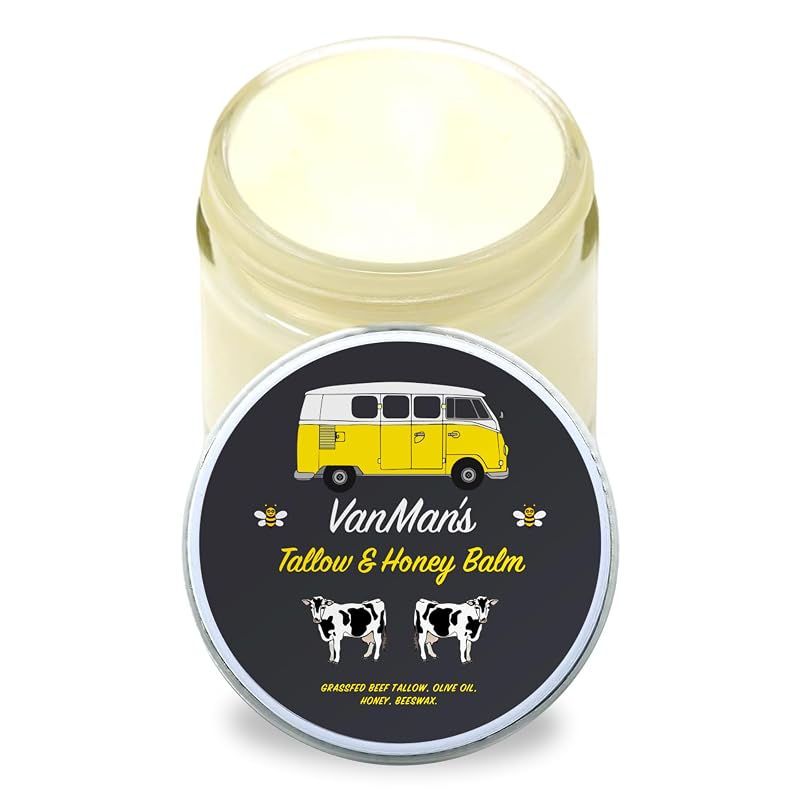 Bálsamo facial de sebo bovino e mel The VanMan Company sem fragrância adicionada, com azeite de oliva prensado a frio, 56,7 g