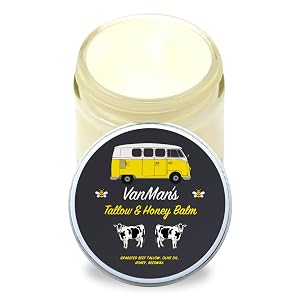 Vanmans Tallow and Honey Balm With No Added Scent - Beef Tallow Face Moisturizer with Grass-Fed Finished Beef