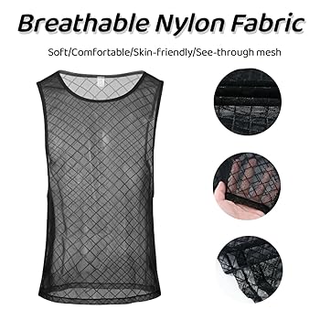 Amazon.com: ZAIGGUT Mesh Tank Top Men See Through Shirts
