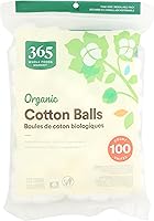 365 by Whole Foods Market Organic Cotton Balls, 100% Pure Organic, Soft Absorbent for Skincare & Makeup Removal - 100 Count