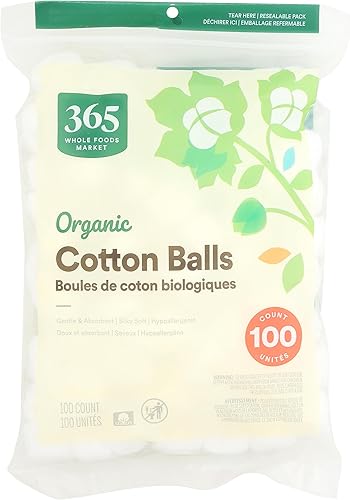 365 by Whole Foods Market, Bolas de algodón orgánico, 100 unidades