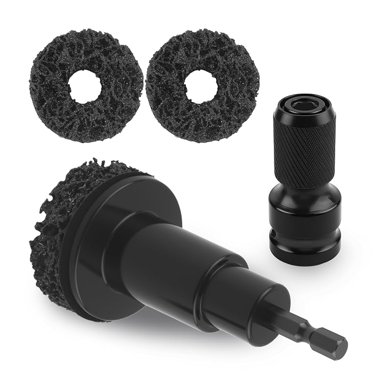 Kit de Limpeza e Polimento de Cubo de Roda Purthog com 3 Discos para Furadeira e Chave de Impacto de 12,7 mm, 5 peças