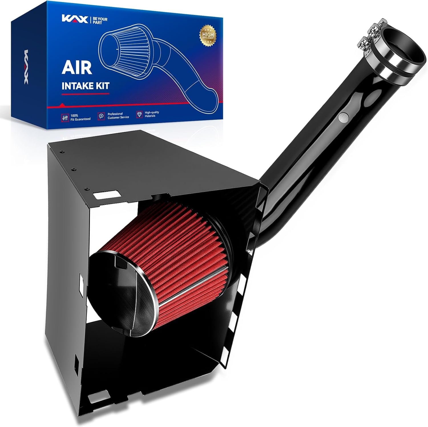 KAX 3.5"Cold Air Intake Kit System + Heat Shield Compatible with 2003-2008 Ram 1500 DRSS-5143, High Performance,Red